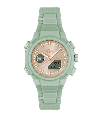 Montre LACOSTE SPORT INSPIRED Femme 2001433 Analogue Cadran MINERAL Or rose Bracelet Silicone Vert Etanchéité 10BAR
