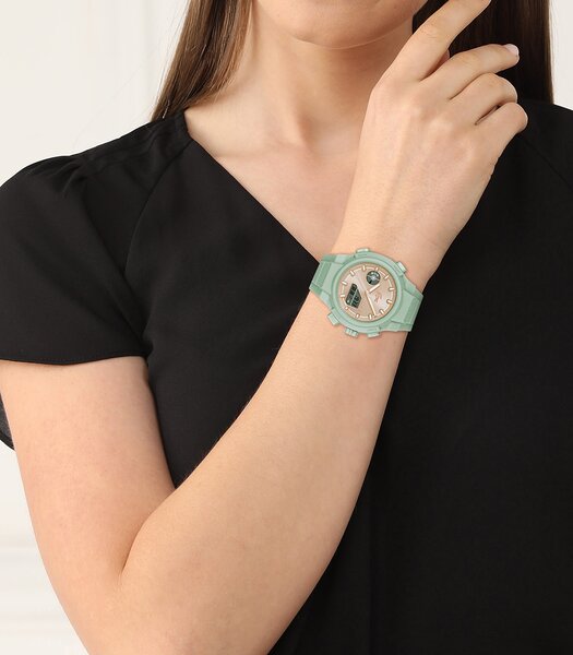 Montre LACOSTE SPORT INSPIRED Femme 2001433 Analogue Cadran MINERAL Or rose Bracelet Silicone Vert Etanchéité 10BAR