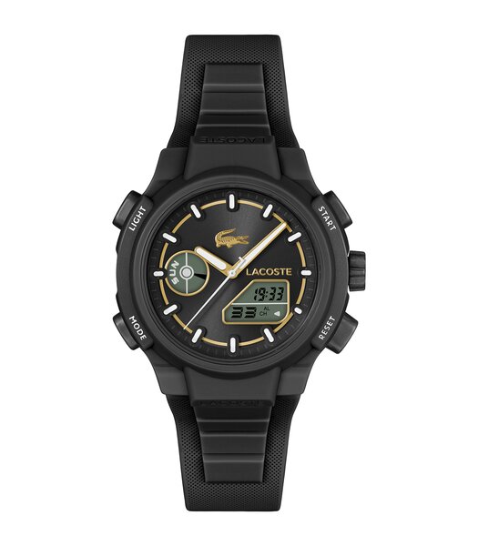 Montre LACOSTE SPORT INSPIRED Femme 2001434 Analogue Cadran MINERAL Noir Bracelet Silicone Noir Etanchéité 10BAR
