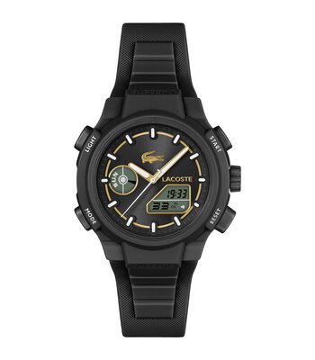 Montre LACOSTE SPORT INSPIRED Femme 2001434 Analogue Cadran MINERAL Noir Bracelet Silicone Noir Etanchéité 10BAR