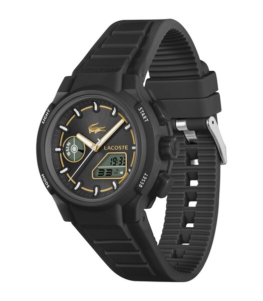 Montre LACOSTE SPORT INSPIRED Femme 2001434 Analogue Cadran MINERAL Noir Bracelet Silicone Noir Etanchéité 10BAR
