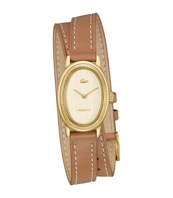 Montre LACOSTE CLASSIC ELEGANCE Femme 2001454 Analogue Cadran MINERAL Or jaune Bracelet Cuir Brun Etanchéité 3BAR
