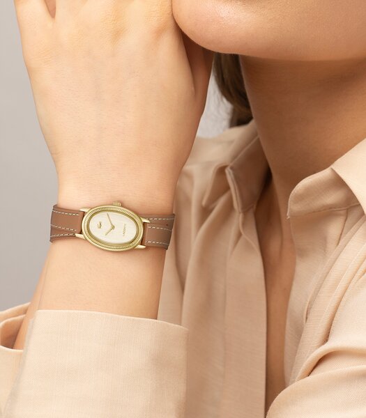 Montre LACOSTE CLASSIC ELEGANCE Femme 2001454 Analogue Cadran MINERAL Or jaune Bracelet Cuir Brun Etanchéité 3BAR
