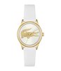 Montre LACOSTE LIFESTYLE Femme 2001480 Analogue Cadran MINERAL Blanc Bracelet Silicone Blanc Etanchéité 5BAR