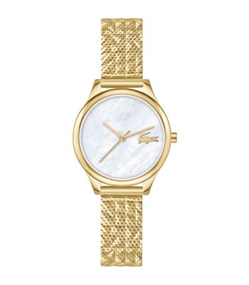 Montre LACOSTE CLASSIC ELEGANCE Femme 2001500 Analogue Cadran MINERAL Blanc Bracelet Acier Or jaune Etanchéité 5BAR