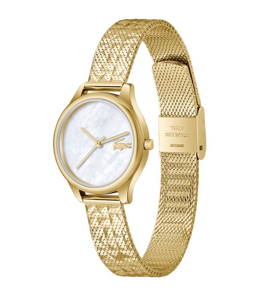Montre LACOSTE CLASSIC ELEGANCE Femme 2001500 Analogue Cadran MINERAL Blanc Bracelet Acier Or jaune Etanchéité 5BAR