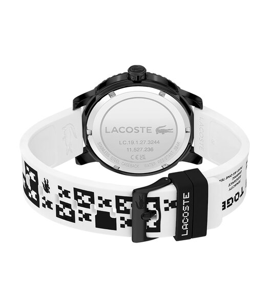 Montre LACOSTE LIFESTYLE Homme 2011180 Analogue Cadran MINERAL Blanc Bracelet Silicone Blanc Etanchéité 5BAR