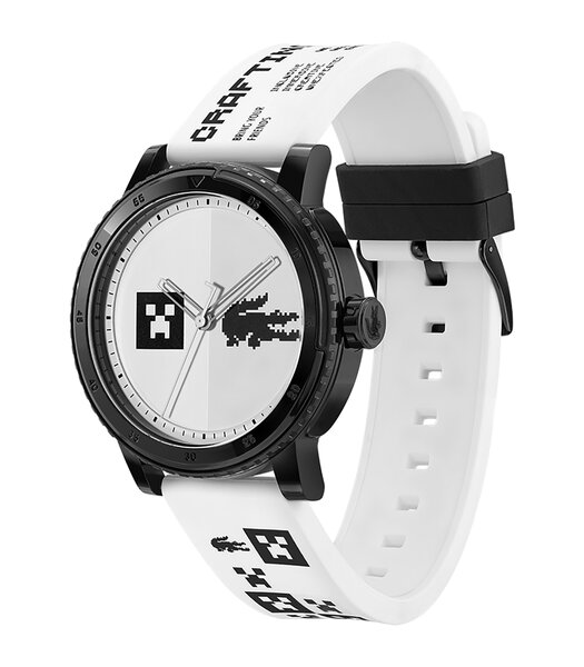 Montre LACOSTE LIFESTYLE Homme 2011180 Analogue Cadran MINERAL Blanc Bracelet Silicone Blanc Etanchéité 5BAR