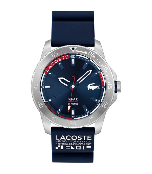 Montre LACOSTE LIFESTYLE Homme 2011202 Analogue Cadran MINERAL Bleu Bracelet Silicone Bleu Boucle ardillon Etanchéité 5BAR