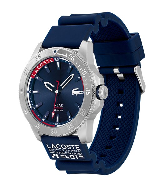 Montre LACOSTE LIFESTYLE Homme 2011202 Analogue Cadran MINERAL Bleu Bracelet Silicone Bleu Boucle ardillon Etanchéité 5BAR