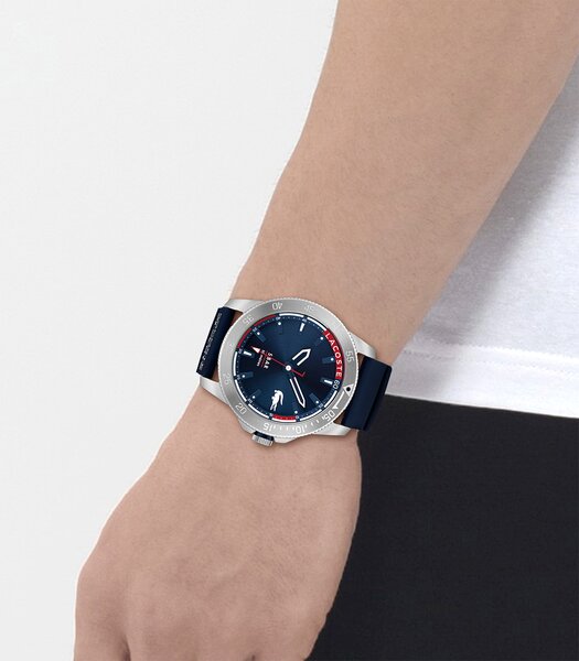 Montre LACOSTE LIFESTYLE Homme 2011202 Analogue Cadran MINERAL Bleu Bracelet Silicone Bleu Boucle ardillon Etanchéité 5BAR