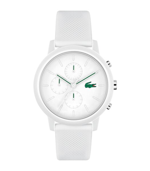 Montre LACOSTE SPORT INSPIRED Homme 2011246 Analogique Cadran Minéral Blanc Bracelet Silicone Blanc Boucle déployante Etanchéité 5 ATM