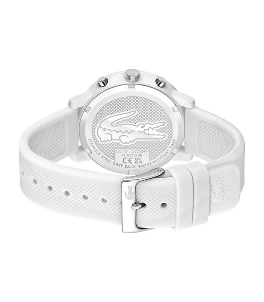 Montre LACOSTE SPORT INSPIRED Homme 2011246 Analogique Cadran Minéral Blanc Bracelet Silicone Blanc Boucle déployante Etanchéité 5 ATM