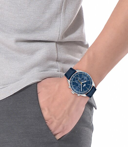 Montre LACOSTE Homme 2011344 Analogue Cadran MINERAL Bleu Bracelet Cuir Bleu Etanchéité 5BAR