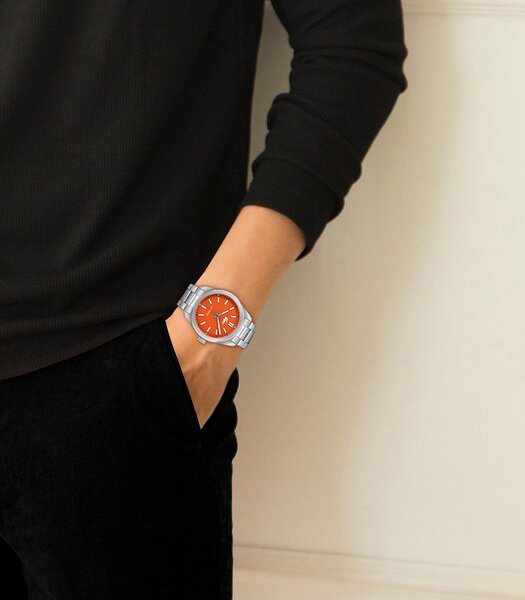 Montre LACOSTE Homme 2011353 Analogue Cadran MINERAL Orange Bracelet Acier inoxydable Acier Etanchéité 5BAR