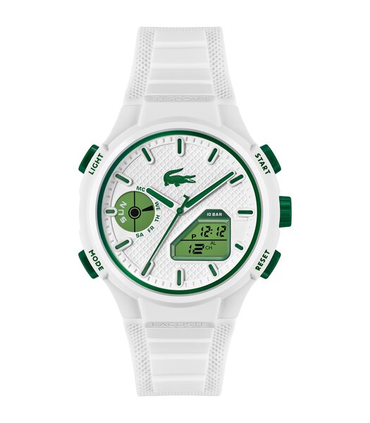 Montre LACOSTE LC33 Homme 2011364 Analogue Cadran MINERAL Blanc Bracelet Silicone Blanc Etanchéité 10BAR
