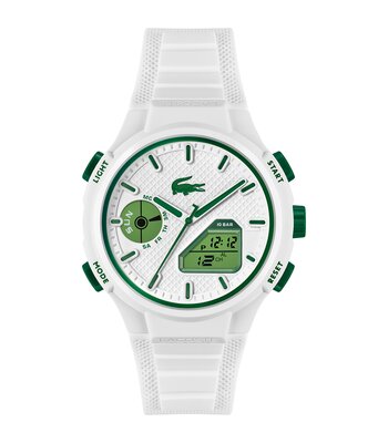 Montre LACOSTE LC33 Homme 2011364 Analogue Cadran MINERAL Blanc Bracelet Silicone Blanc Etanchéité 10BAR