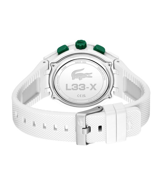 Montre LACOSTE LC33 Homme 2011364 Analogue Cadran MINERAL Blanc Bracelet Silicone Blanc Etanchéité 10BAR