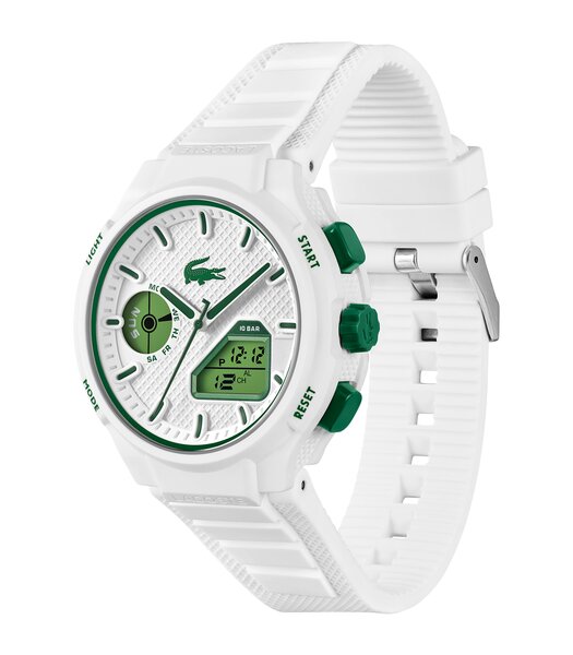 Montre LACOSTE LC33 Homme 2011364 Analogue Cadran MINERAL Blanc Bracelet Silicone Blanc Etanchéité 10BAR