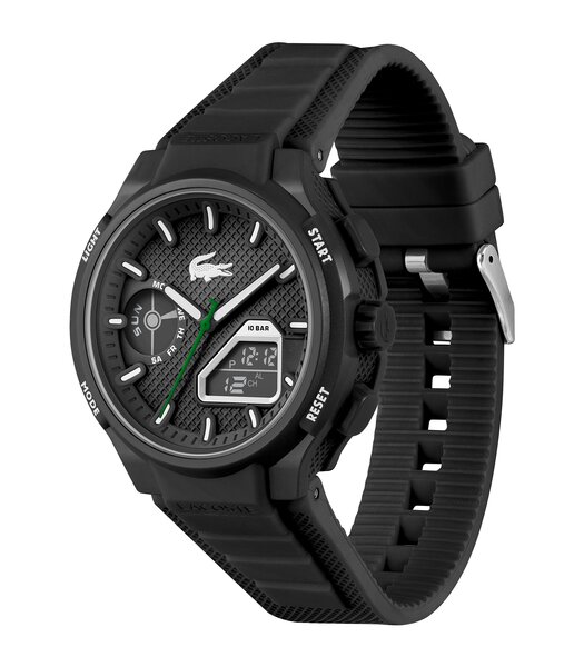 Montre LACOSTE LC33 Homme 2011365 Analogue Cadran MINERAL Noir Bracelet Silicone Noir Etanchéité 10BAR