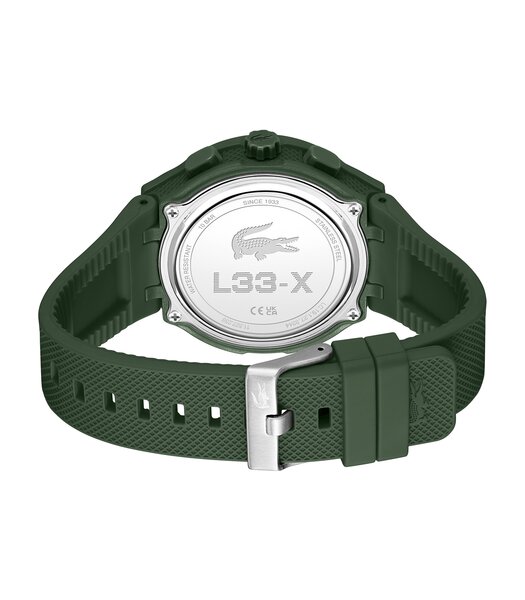 Montre LACOSTE LC33 Homme 2011367 Analogue Cadran MINERAL KHAKI Bracelet Silicone KHAKI Etanchéité 10BAR