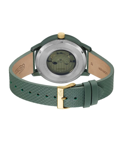 Montre LACOSTE LACOSTE.12.12 AUTOMATIC Homme 2011384 Analogue Cadran MINERAL Vert Bracelet Cuir Vert Etanchéité 5BAR