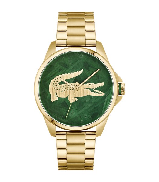Montre LACOSTE KEY BET Homme 2011394 Analogue Cadran MINERAL Vert Bracelet Acier Or jaune Etanchéité 5BAR