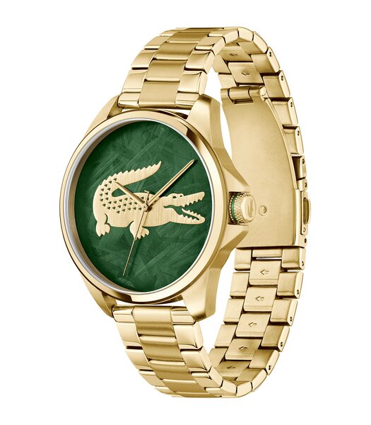 Montre LACOSTE KEY BET Homme 2011394 Analogue Cadran MINERAL Vert Bracelet Acier Or jaune Etanchéité 5BAR