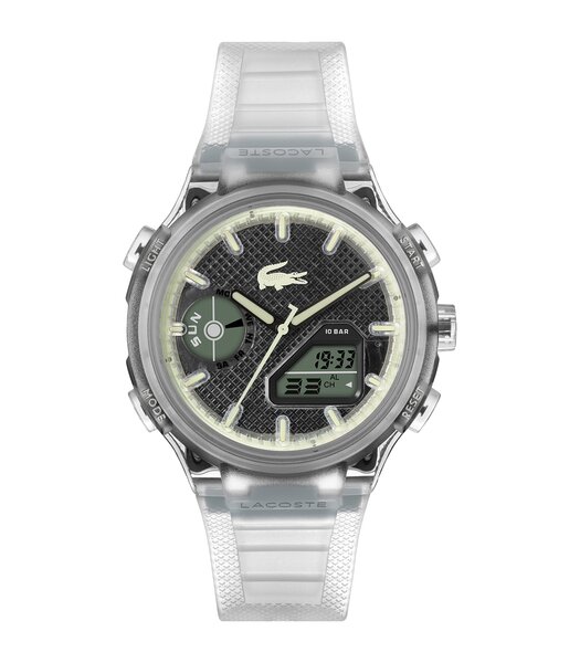 Montre LACOSTE SPORT INSPIRED Homme 2011401 Analogue Cadran MINERAL Transparent Bracelet Silicone Transparent Etanchéité 10BAR