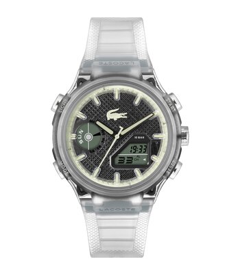 Montre LACOSTE SPORT INSPIRED Homme 2011401 Analogue Cadran MINERAL Transparent Bracelet Silicone Transparent Etanchéité 10BAR