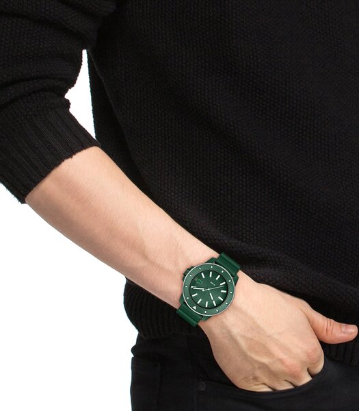 Montre LACOSTE SPORT INSPIRED Homme 2011414 Analogue Cadran MINERAL Vert Bracelet Silicone Vert Etanchéité 10BAR