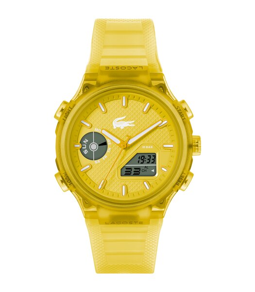 Montre LACOSTE SPORT INSPIRED Homme 2011430 Analogue Cadran MINERAL Jaune Bracelet Silicone Jaune Etanchéité 10BAR