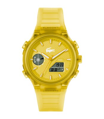 Montre LACOSTE SPORT INSPIRED Homme 2011430 Analogue Cadran MINERAL Jaune Bracelet Silicone Jaune Etanchéité 10BAR