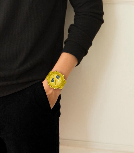 Montre LACOSTE SPORT INSPIRED Homme 2011430 Analogue Cadran MINERAL Jaune Bracelet Silicone Jaune Etanchéité 10BAR