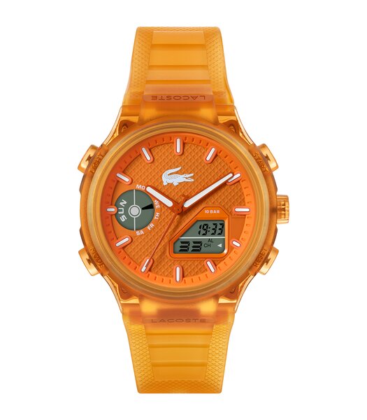 Montre LACOSTE SPORT INSPIRED Homme 2011431 Analogue Cadran MINERAL Orange Bracelet Silicone Orange Etanchéité 10BAR