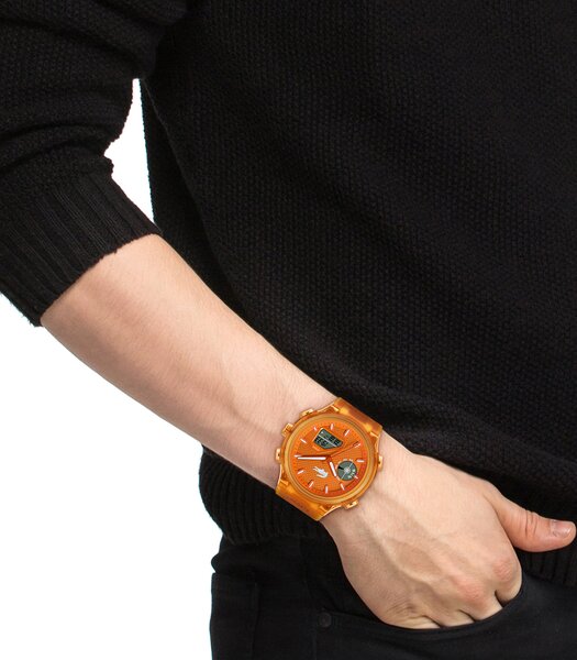 Montre LACOSTE SPORT INSPIRED Homme 2011431 Analogue Cadran MINERAL Orange Bracelet Silicone Orange Etanchéité 10BAR