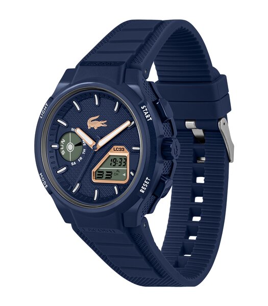 Montre LACOSTE SPORT INSPIRED Homme 2011434 Analogue Cadran MINERAL Bleu Bracelet Silicone Bleu Etanchéité 10BAR