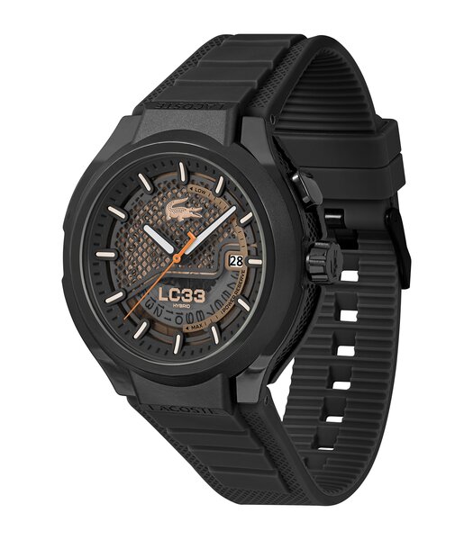 Montre LACOSTE SPORT INSPIRED Homme 2011468 Analogue Cadran MINERAL Noir Bracelet Silicone Noir Etanchéité 10BAR
