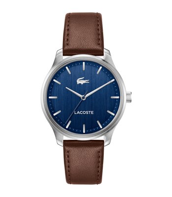 Montre LACOSTE CLASSIC ELEGANCE Homme 2011477 Analogue Cadran MINERAL Bleu Bracelet Cuir Brun Etanchéité 5BAR