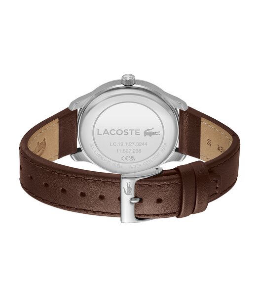 Montre LACOSTE CLASSIC ELEGANCE Homme 2011477 Analogue Cadran MINERAL Bleu Bracelet Cuir Brun Etanchéité 5BAR