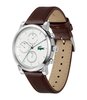 Montre LACOSTE LIFESTYLE Homme 2011486 Analogue Cadran MINERAL Blanc Bracelet Cuir Brun Etanchéité 5BAR