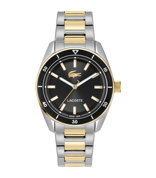 Montre LACOSTE CLASSIC ELEGANCE Homme 2011488 Analogue Cadran MINERAL Noir Bracelet Acier inoxydable Acier / or jaune Etanchéité 5BAR
