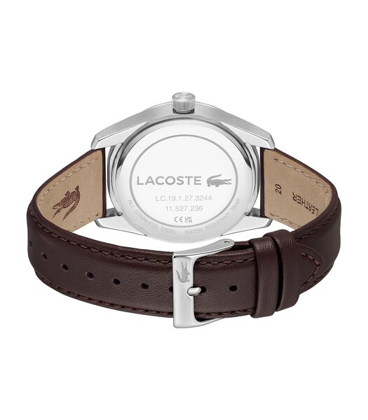 Montre LACOSTE CLASSIC ELEGANCE Homme 2011489 Analogue Cadran MINERAL Bleu Bracelet Cuir Brun Etanchéité 5BAR