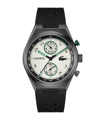 Montre LACOSTE SPORT INSPIRED Homme 2011498 Analogue Cadran MINERAL Argenté Bracelet Silicone Noir Etanchéité 5BAR