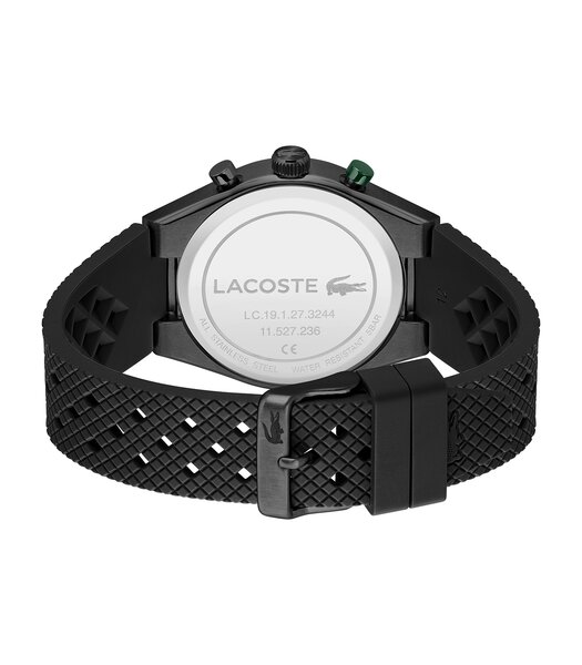 Montre LACOSTE SPORT INSPIRED Homme 2011498 Analogue Cadran MINERAL Argenté Bracelet Silicone Noir Etanchéité 5BAR