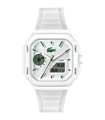 Montre LACOSTE SPORT INSPIRED Homme 2011506 Analogue Cadran MINERAL Blanc Bracelet Silicone Blanc Etanchéité 10BAR