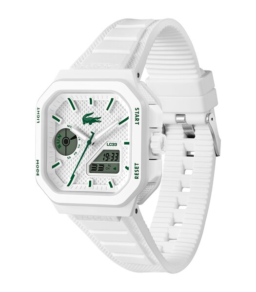 Montre LACOSTE SPORT INSPIRED Homme 2011506 Analogue Cadran MINERAL Blanc Bracelet Silicone Blanc Etanchéité 10BAR