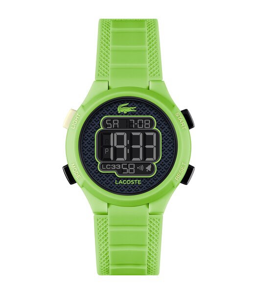 Montre LACOSTE KIDS Enfant 2030067 Analogue Cadran MINERAL Noir Bracelet Silicone Vert Etanchéité 10BAR
