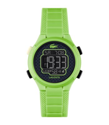 Montre LACOSTE KIDS Enfant 2030067 Analogue Cadran MINERAL Noir Bracelet Silicone Vert Etanchéité 10BAR