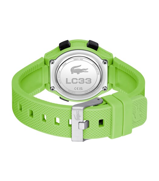 Montre LACOSTE KIDS Enfant 2030067 Analogue Cadran MINERAL Noir Bracelet Silicone Vert Etanchéité 10BAR